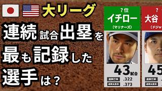 [大リーグ] 大谷翔平は何位？ 大リーグで最も連続試合出塁を達成した選手は？[TOP20]]