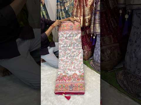 A very beautiful pure pasmina silk white colour Sarees #youtube #saree #shorts #new #video #viral ￼