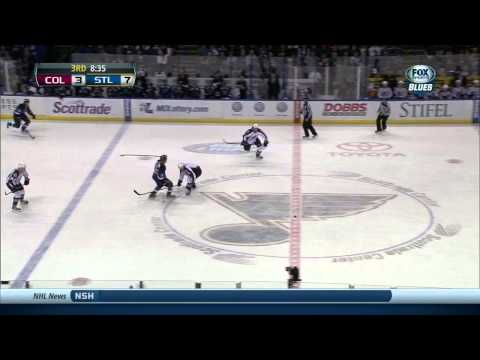 Ryan O'Reilly wrist shot goal 7-3 Colorado Avalanche vs St. Louis Blues 11/14/13 NHL Hockey.