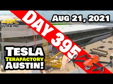 Tesla Gigafactory Austin 4K  Day 395 - 8/21/21 - Terafactory Texas - ANGLES & SHAPES OF GIGA TEXAS!