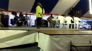 Sis. Barbara singing in Bro. Reed's tent revival in Prichard Ala.