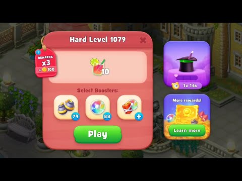 Gardenscapes Level 1079 Walkthrough "No Boosters Used"