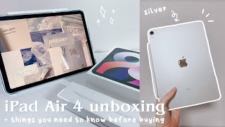 Silver iPad Air 4 Unboxing (2022) asmr 🤍 + things you need to know before buying | 아이패드 에어4 실버 언박싱