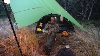 Camping in the Rain on Mountain with Dog - Tent and Tarp