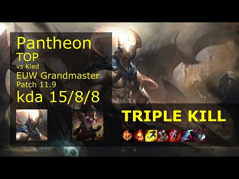Pantheon vs Kled Top - EUW Grandmaster 15/8/8 Patch 11.9 Gameplay