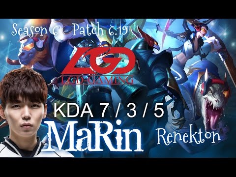 LGD MaRin RENEKTON vs RUMBLE Top - Patch 6.19 KR Ranked | League of Legends