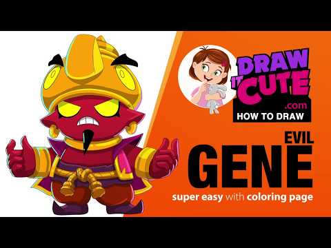 How to draw Evil Gene | Brawl Stars | Super easy drawing tutorial with a coloring page