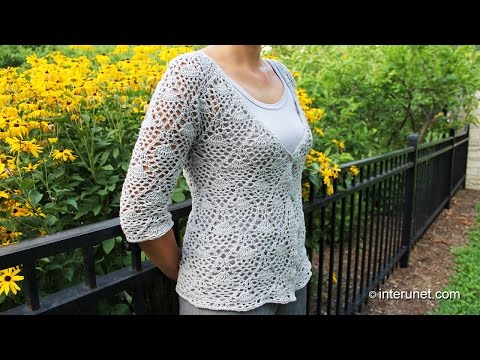 How to crochet a cardigan - pineapple pattern. Part 1 of 2