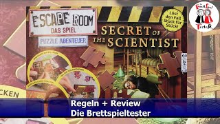 Escape Room Das Spiel Puzzle Abenteuer Secret of the Scientist- Regeln + Review-Die Brettspieltester