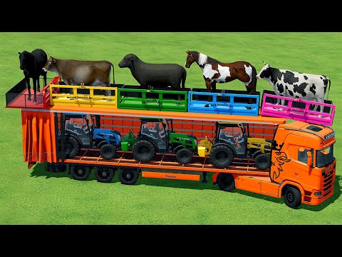 TRANSPORT ANIMALS AND MINI LANDINI TRACTORS WITH SCANIA TRUCK - Farming Simulator 22