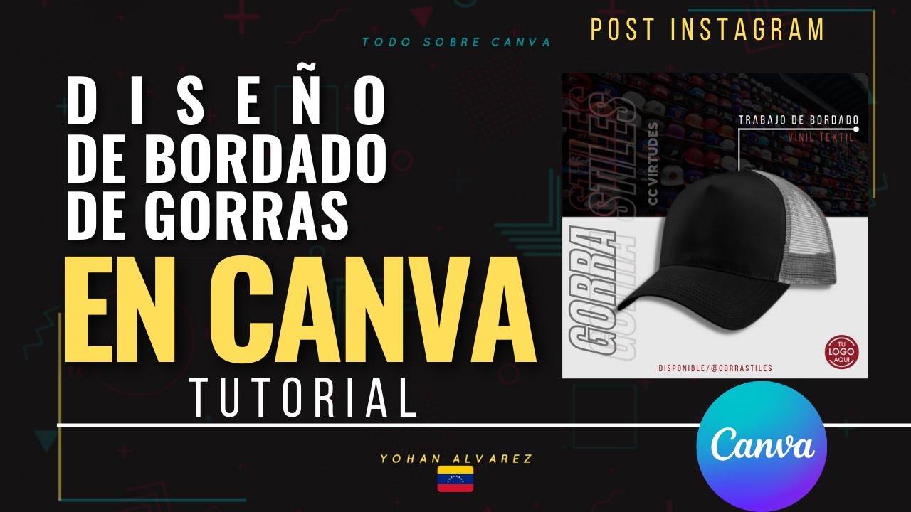 Diseño de Tienda de Gorras (bordado) EN CANVA 2022 | 🎥Canva Premium Gratis.🔴