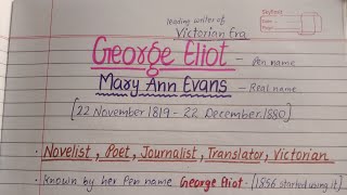 George Eliot Important Points | Major Works | Master Cadre English | UGC NET English Literature