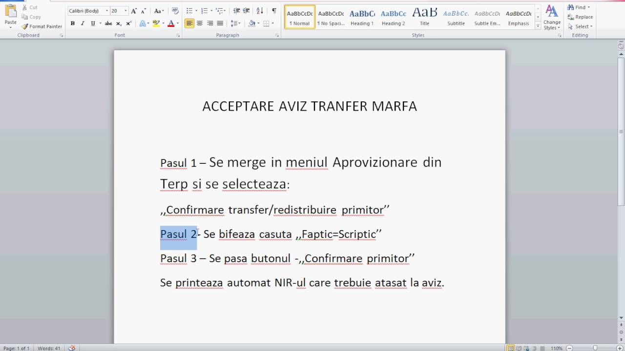Acceptare aviz transfer marfa