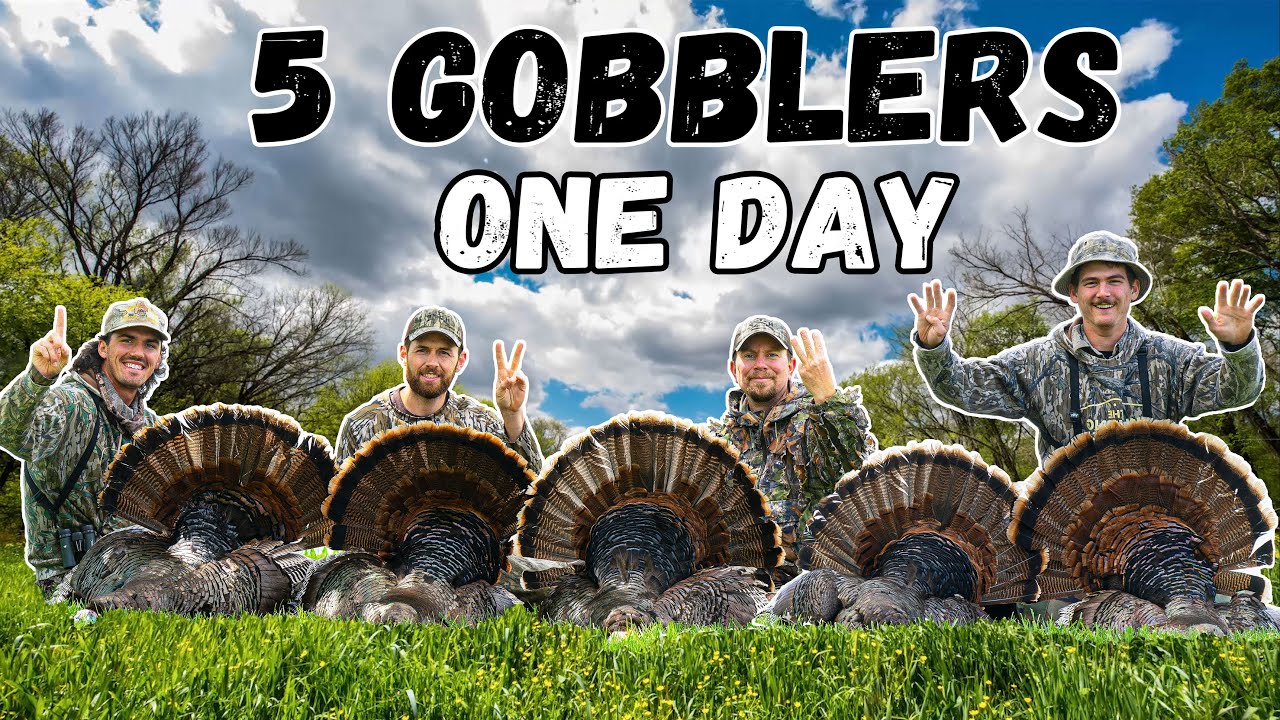 BEST DAY of TURKEY HUNTING EVER??? - (5 GOBBLERS in 12 HOURS!!!)
