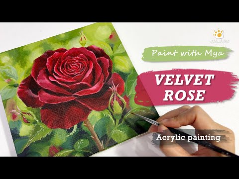 How to paint Beautiful Velvet Rose/ Acrylic Painting #061