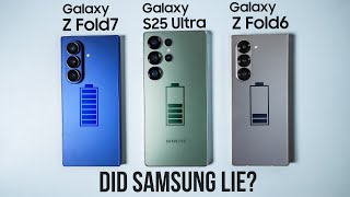 Samsung Galaxy Z Fold 7 vs S25 Ultra vs Fold 6 - Battery Drain Test
