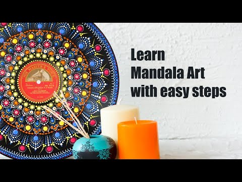 Easy steps for Mandala on Gramophone vinyl record for beginners