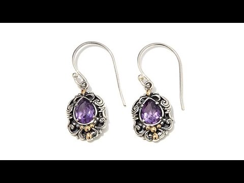 Bali Designs 1.4ctw Amethyst 2Tone Scroll Earrings