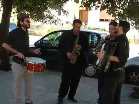 La volpe Sophia suonata da artisti di strada