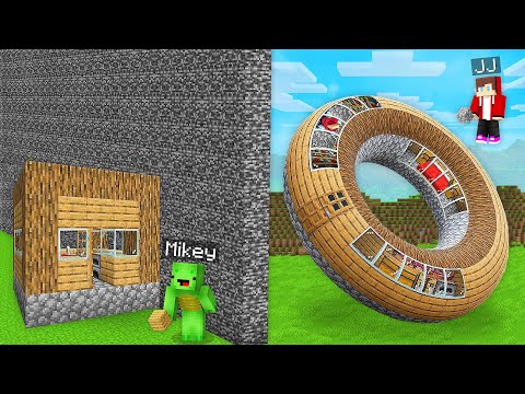 JJ's Lavish Mansion vs Mikey's Run-Down Shack in Maizen Family Minecraft Battle