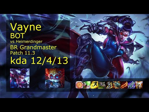Vayne ADC vs Heimerdinger - BR Grandmaster 12/4/13 Patch 11.3 Gameplay