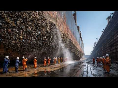 Giant Ship Maintenance& Repair Process Inside a Mega Shipyard! Mega Maritime Engineering Compilation