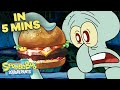 Squidward’s First Krabby Patty 🍔 in 5 Minutes! | SpongeBob SquarePants