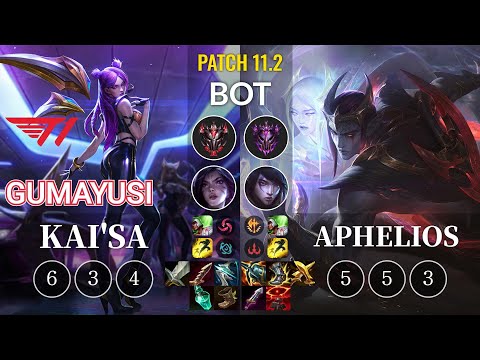 T1 Gumayusi Kai'Sa vs Aphelios Bot - KR Patch 11.2
