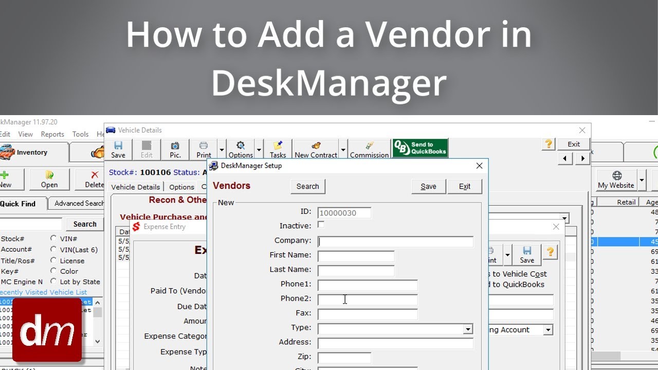 How to Add a Vendor in DeskManager