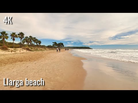 Sandy Beach Walk In Spain | Llarga Beach Tarragona 4K ASMR