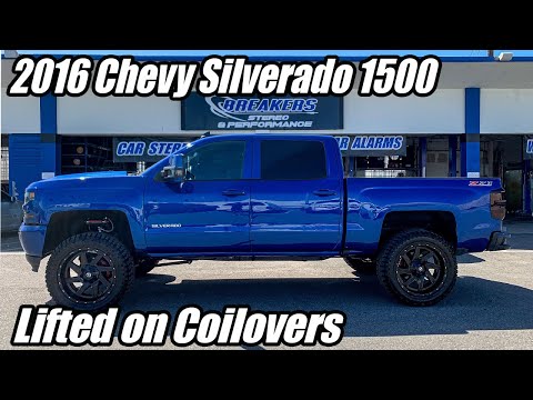 Lifted Chevy Silverado1500 2016 Coilover Kit with Remote Reservoirs and rear shocks with Reservoirs