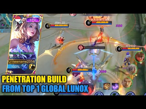 LUNOX PENETRATION  BUILD FROM TOP 1 GLOBAL LUNOX || BEST BUILD LUNOX AND EMBLEM 2023