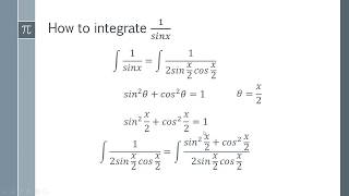 How to integrate 1/sinx