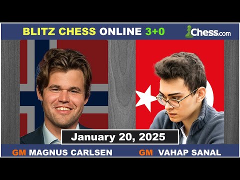 Magnus Carlsen vs GM Vahap Sanal | Blitz Chess 3+0 | ChessCom | January 20, 2025