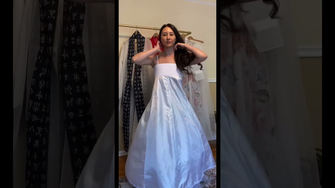 Trying on a traditional Korean wedding dress (한복) #wedding #weddingdress #hanbok ￼#korean