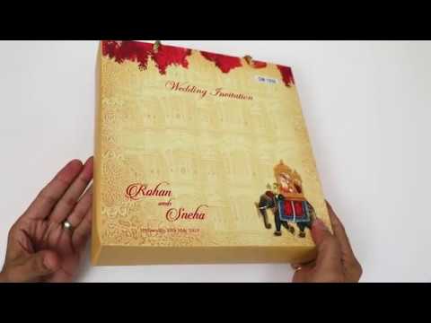 Designer boxed style wedding invitation card - 1950gm, 2 lea...