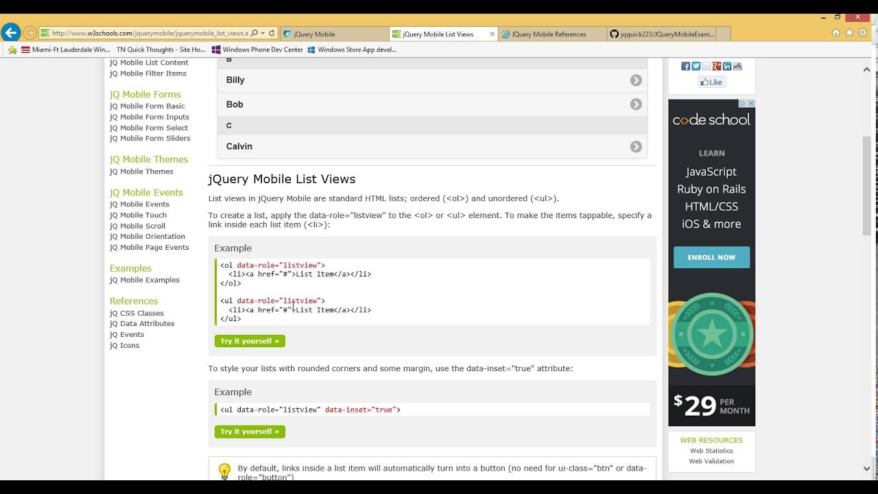 JQuery Mobile Collapsibles and ListViews