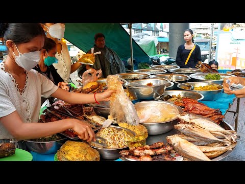 Most Popular Street Food Collection - Cambodia Street Food in the Rain - Amazing Wok Skills