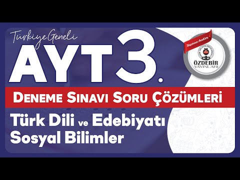 Ocak  2026 - YKS 3. Deneme Sınavı AYT TÜRK DİLİ ve EDEBİYATI & SOSYAL BİLİMLER Çözüm Videoları