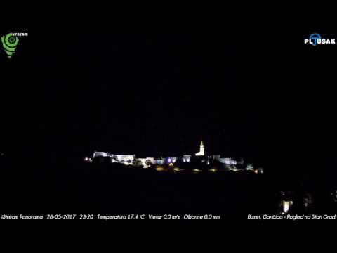 Buzet, Goričica, Pogled na Stari Grad 28-05-2017 Night HD TimeLapse