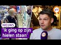 VERWARDE man in GESTOLEN kleding SLAAT raam UIT Bakkerij