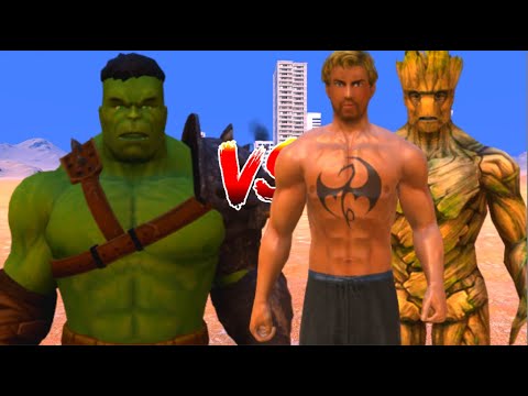 100 Hulk vs 1000 Iron Fist and 1000 Groot (Marvel vs Marvel)