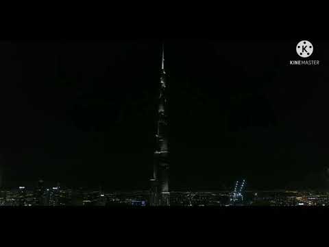 Night base jump off burj khalifa. Dubai..