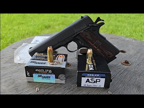 45 acp Sig Sauer 230gr jhp and 45 acp Nosler 230gr jhp ballistic gel test
