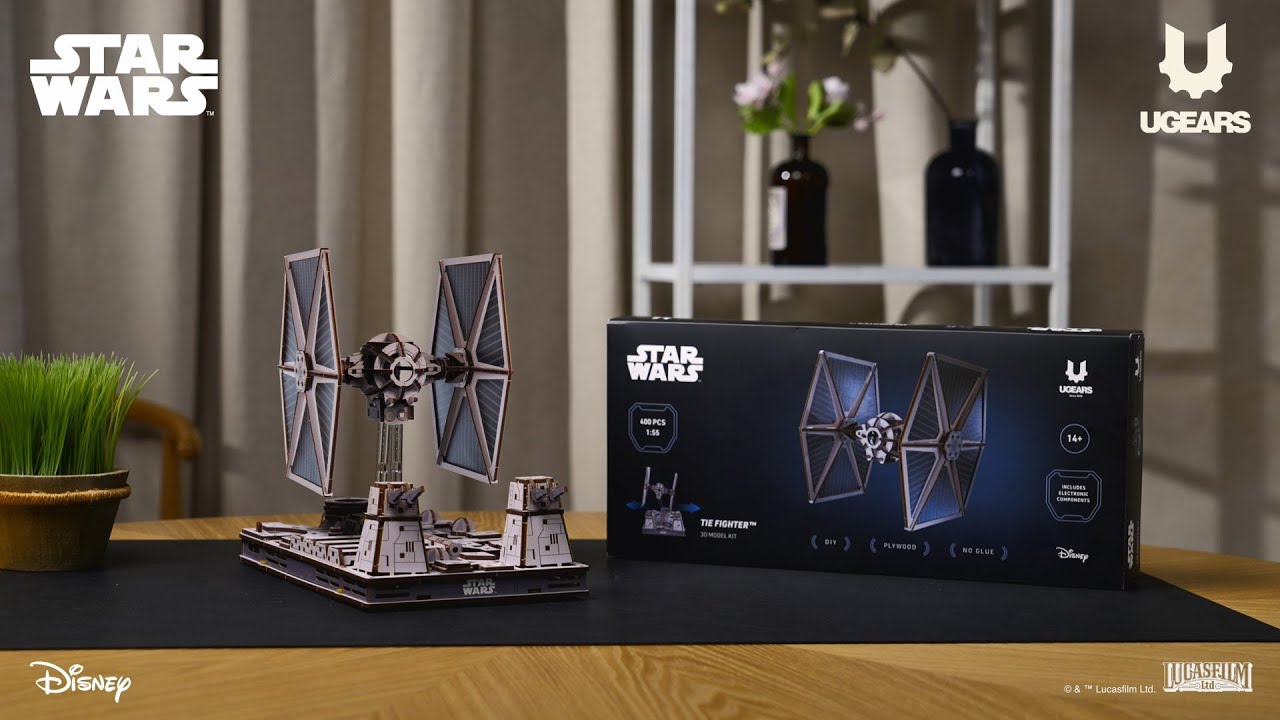Ugears 3D dřevěná mechanická skládačka Star Wars Stíhačka TIE