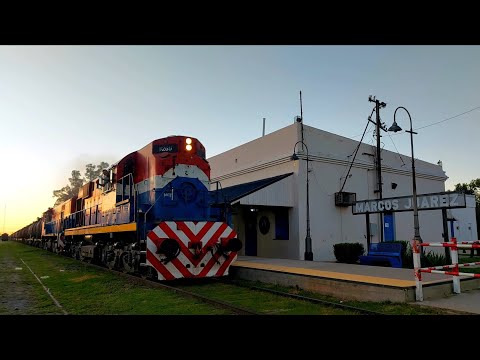 [4K] Variado y colorido tren vacio de NCA pasando por Marcos Juárez rumbo al oeste al amanecer!!!!!!