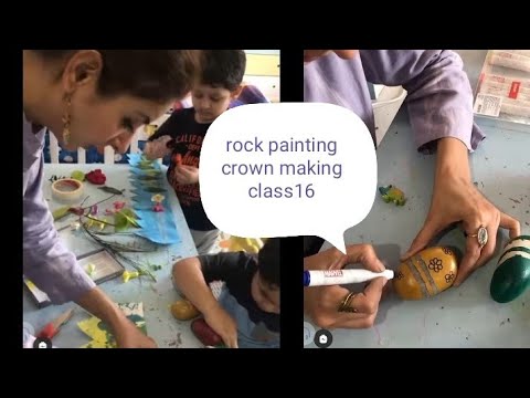 Sarwat gilani mirza #artwork class16 flower crown making and rock painting