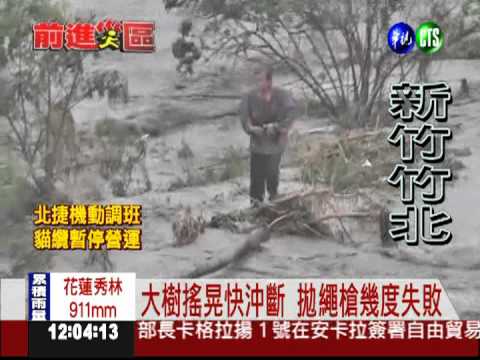 大水沖毀雞寮 雞農爬樹上求救