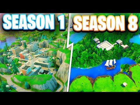 evolution of the fortnite map season 1 to season 8 fortnite season 8 map infinitube - mapa de fortnite temporada 1 vs 8