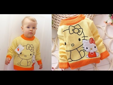 Жёлто-оранжевый детский свитер Hello Kitty из Китая (aliexpress)